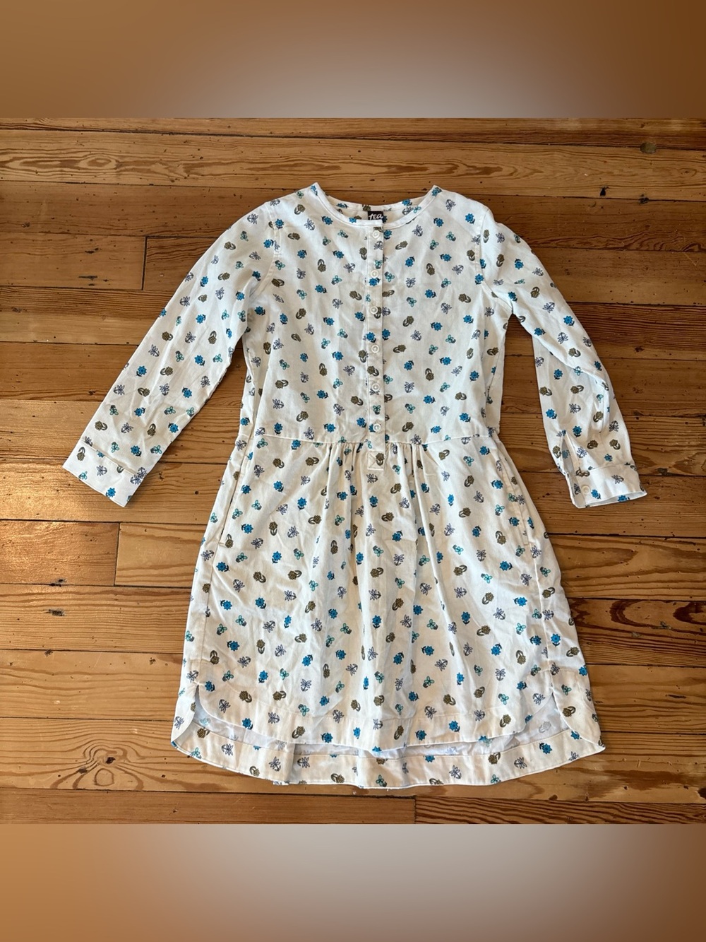 tea collection 10 Corduroy Dress Floral Blue Girls